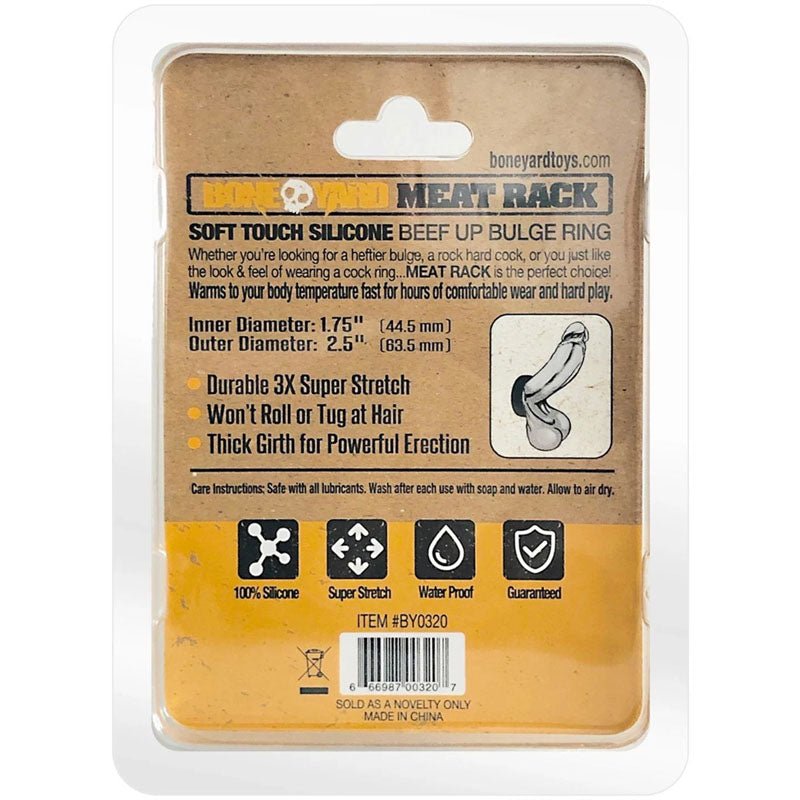 Boneyard Meat Rack Beef Up Bulge Ring Black - Black 45 mm Silicone Cock Ring - Silk and Sin