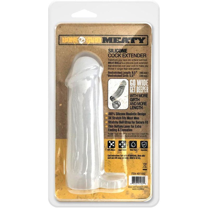 Boneyard Meaty Cock Extender - Clear - Clear Penis Extender Sleeve - Silk and Sin