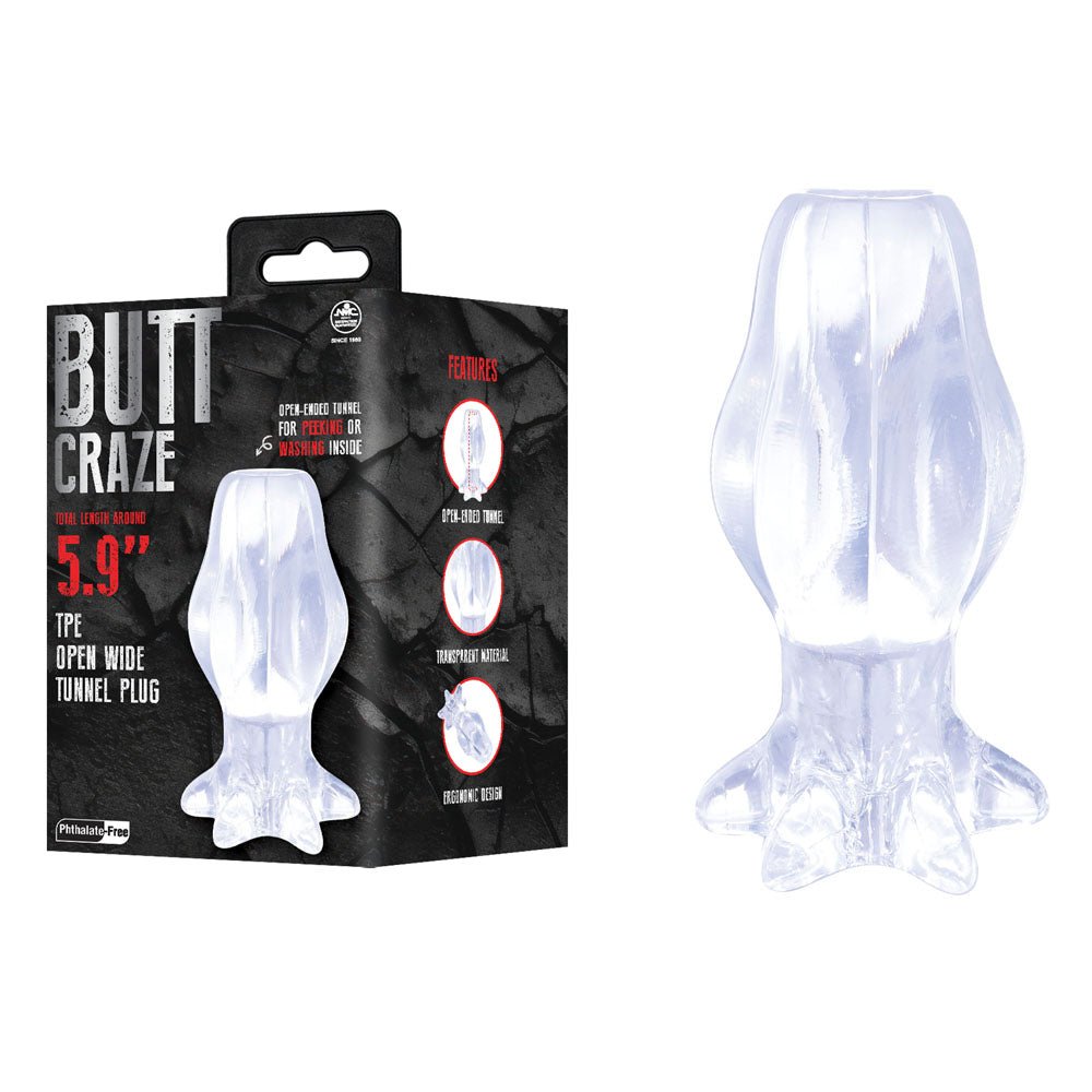 Butt Craze - Clear 15 cm Hollow Butt Plug - Silk and Sin