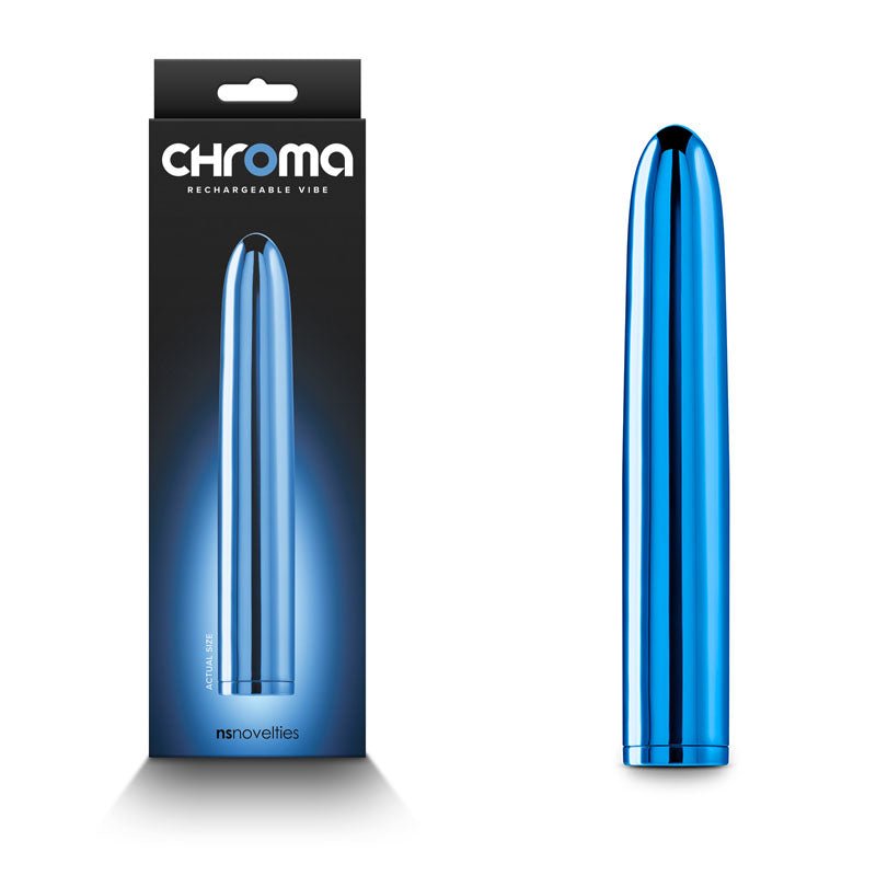 Chroma - Blue - Metallic Blue 17 cm USB Rechargeable Vibrator - Silk and Sin