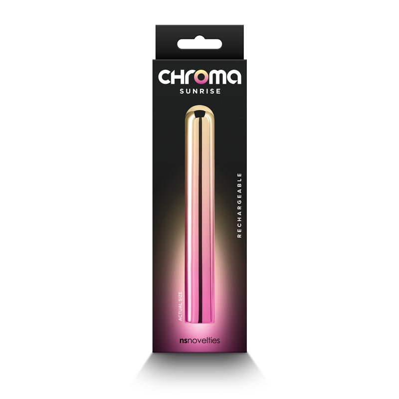 Chroma Sunrise - Large - Metallic Pink/Gold 13.8 cm USB Rechargeable Vibrator - Silk and Sin