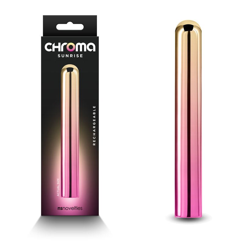 Chroma Sunrise - Large - Metallic Pink/Gold 13.8 cm USB Rechargeable Vibrator - Silk and Sin