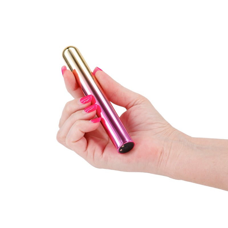 Chroma Sunrise - Large - Metallic Pink/Gold 13.8 cm USB Rechargeable Vibrator - Silk and Sin