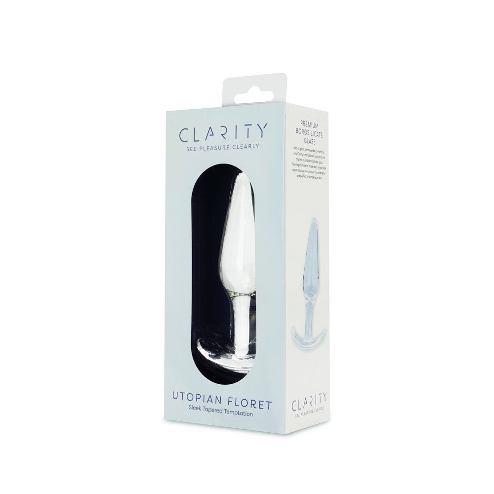 Clarity - Utopian Floret - Clear 11 cm Glass Butt Plug - Silk and Sin