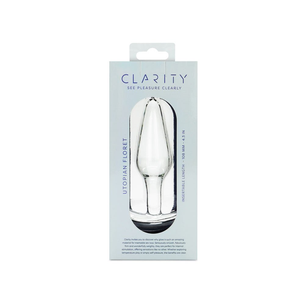 Clarity - Utopian Floret - Clear 11 cm Glass Butt Plug - Silk and Sin