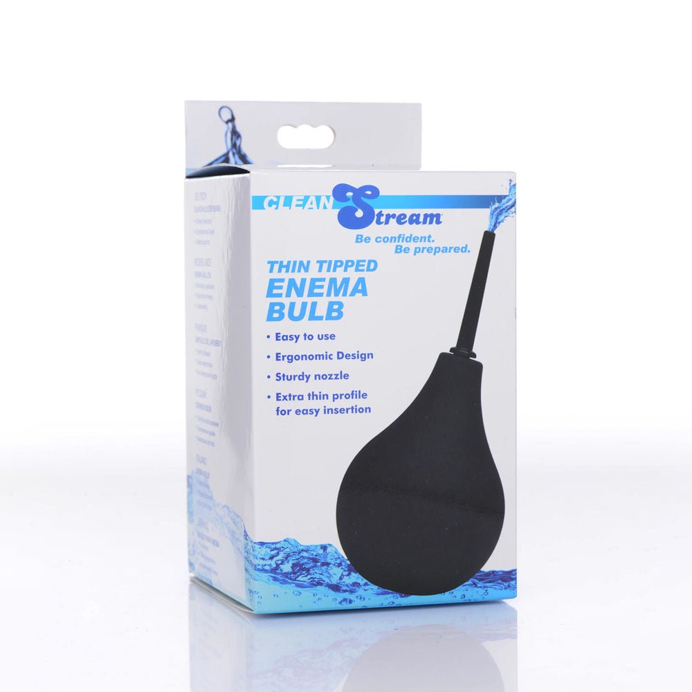 CleanStream Thin Tip Silicone Enema Bulb - Black Unisex Douche - Silk and Sin