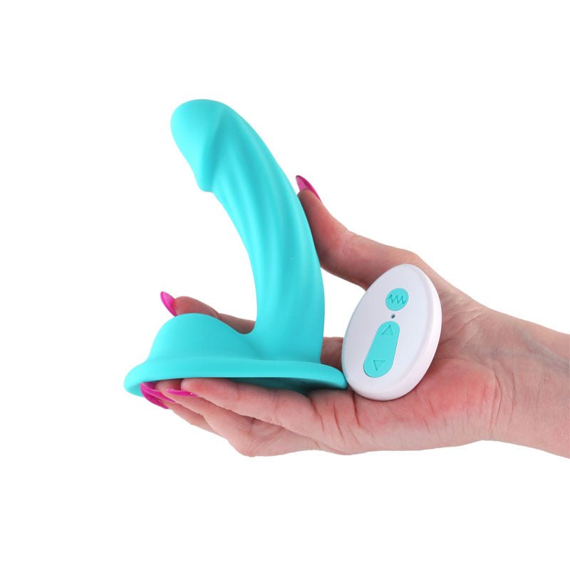 Colours Curve - Vibrating 5'' Dildo - Teal - Teal 12.6 cm USB Rechargeable Vibrating Dildo with Wireless Remote - Silk and Sin