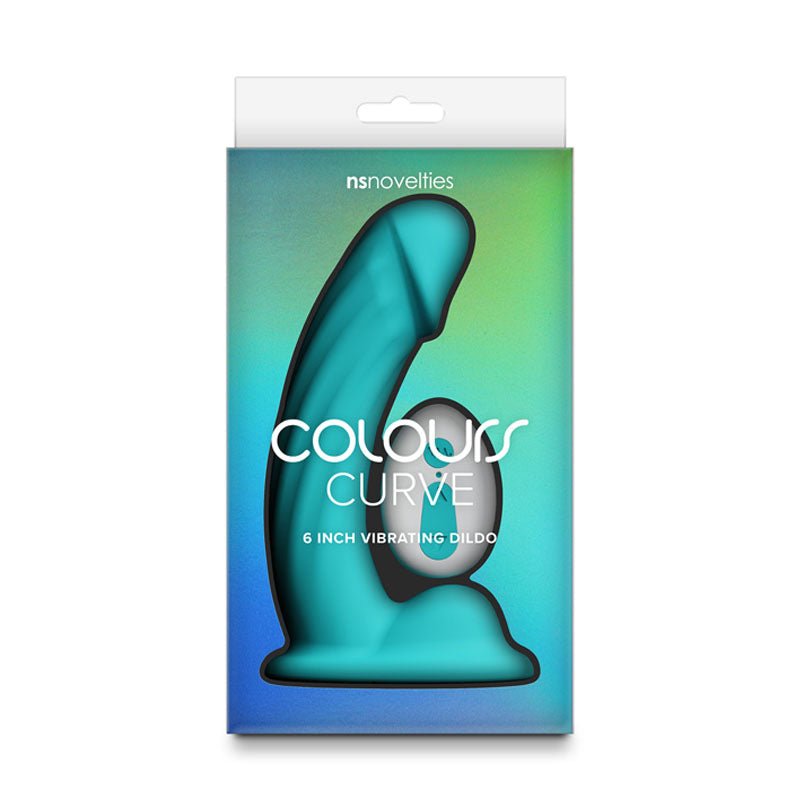 Colours Curve - Vibrating 6'' Dildo - Teal - Teal 16.4 cm USB Rechargeable Vibrating Dildo with Wireless Remote - Silk and Sin