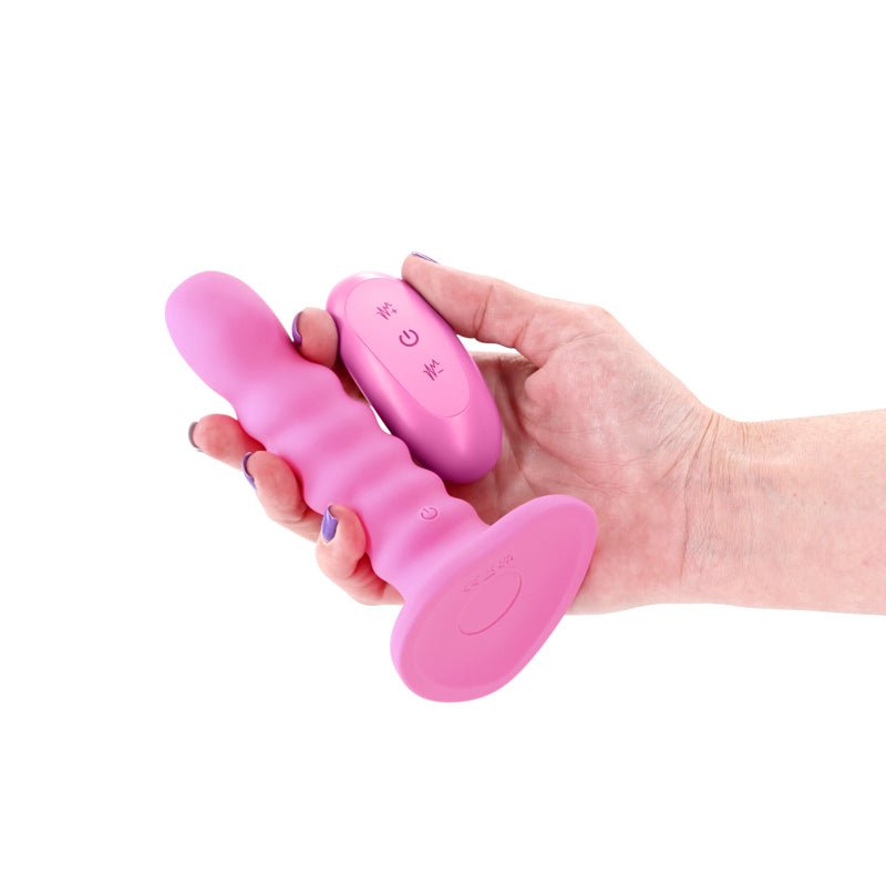 Colours Ribbed - 5'' Vibrating Dildo - Pink - Pink 14.5 cm USB Rechargeable Vibrating Dildo with Wireless Remote - Silk and Sin