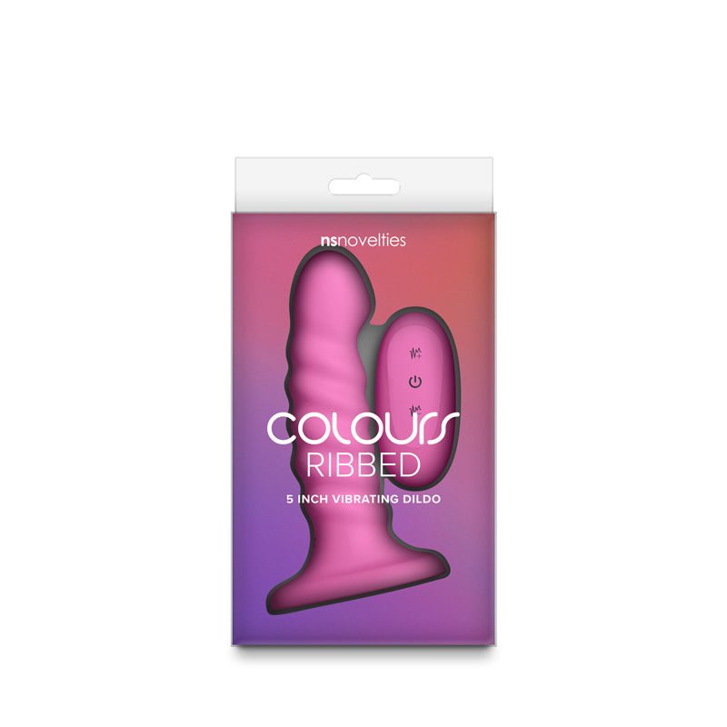 Colours Ribbed - 5'' Vibrating Dildo - Pink - Pink 14.5 cm USB Rechargeable Vibrating Dildo with Wireless Remote - Silk and Sin