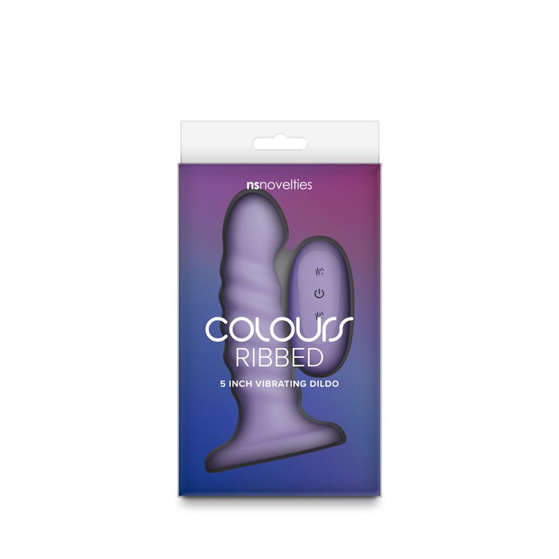 Colours Ribbed - 5'' Vibrating Dildo - Purple - Purple 14.5 cm USB Rechargeable Vibrating Dildo with Wireless Remote - Silk and Sin