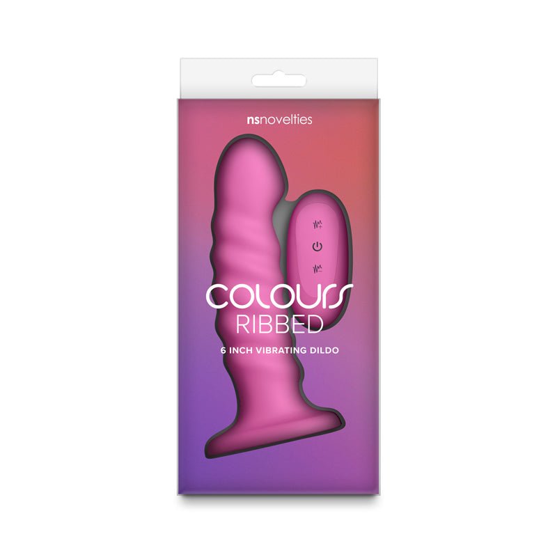 Colours Ribbed - 6'' Vibrating Dildo - Pink - Pink 16.5 cm USB Rechargeable Vibrating Dildo with Wireless Remote - Silk and Sin
