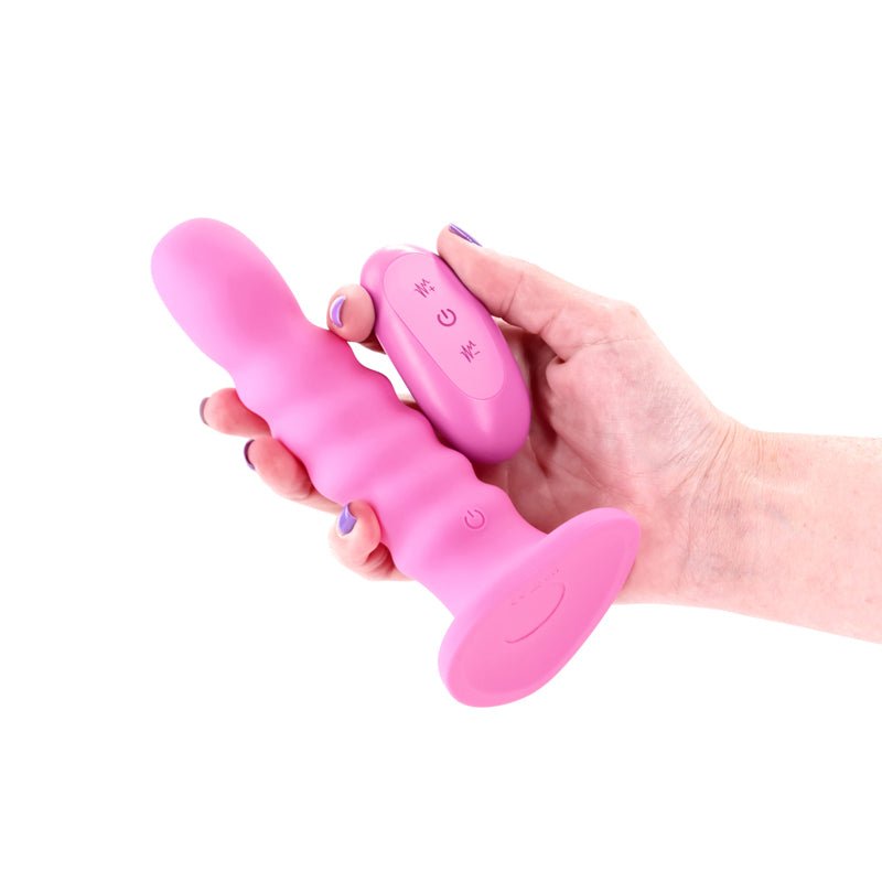 Colours Ribbed - 6'' Vibrating Dildo - Pink - Pink 16.5 cm USB Rechargeable Vibrating Dildo with Wireless Remote - Silk and Sin