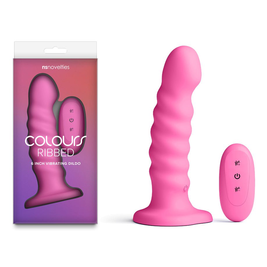 Colours Ribbed - 6'' Vibrating Dildo - Pink - Pink 16.5 cm USB Rechargeable Vibrating Dildo with Wireless Remote - Silk and Sin