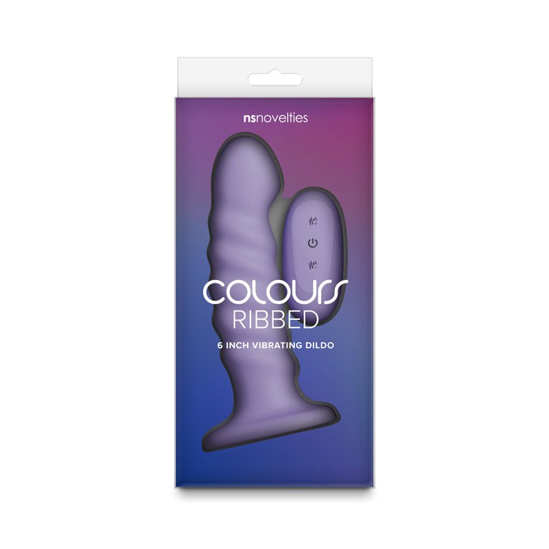 Colours Ribbed - 6'' Vibrating Dildo - Purple - Purple 16.5 cm USB Rechargeable Vibrating Dildo with Wireless Remote - Silk and Sin