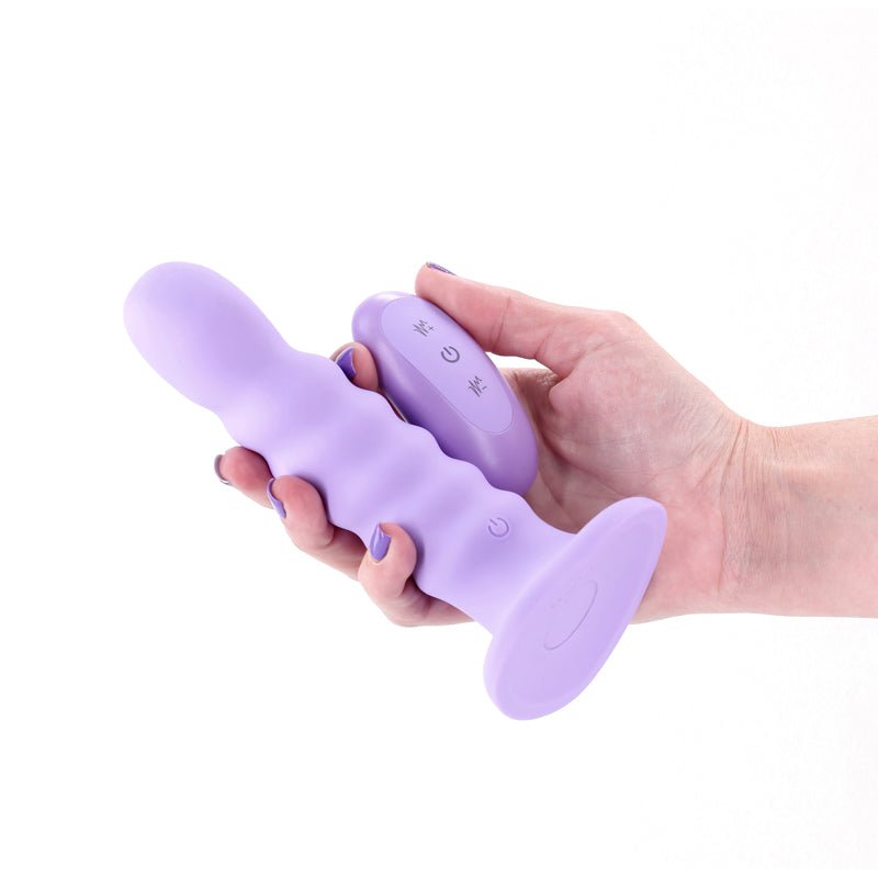 Colours Ribbed - 6'' Vibrating Dildo - Purple - Purple 16.5 cm USB Rechargeable Vibrating Dildo with Wireless Remote - Silk and Sin