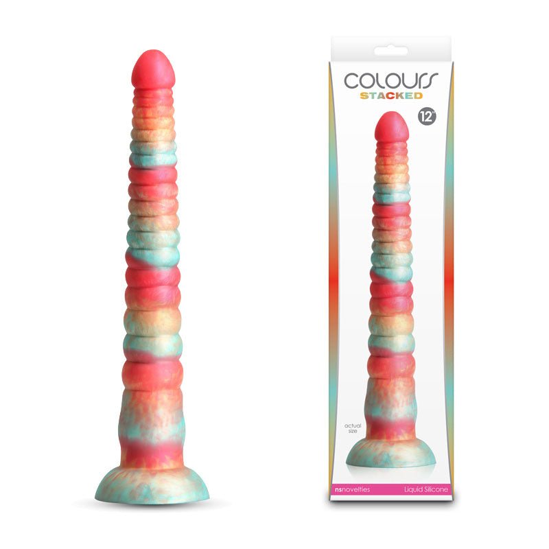 Colours Stacked - 12'' Dildo - Red/Gold - Red/Gold 30.6 cm Fantasy Dildo - Silk and Sin
