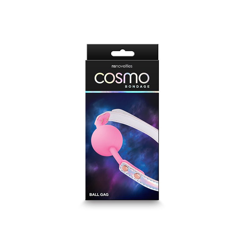 Cosmo Bondage Ball Gag - Rainbow - Metallic Rainbow/Pink Mouth Restraint - Silk and Sin