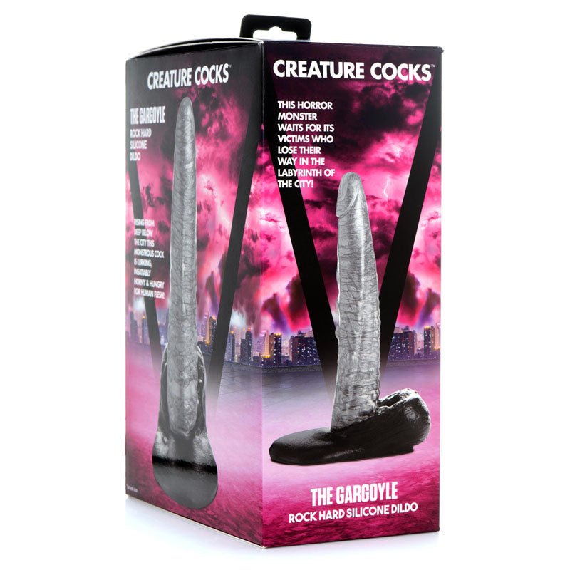 Creature Cocks The Gargoyle Rock Hard Silicone Dildo - Silver 23.6 cm Fantasy Dildo - Silk and Sin