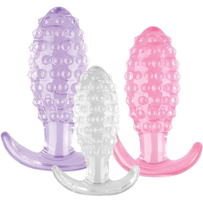 Crystal Ballers 3 Pc Silicone Anal Plug Set - Silk and Sin