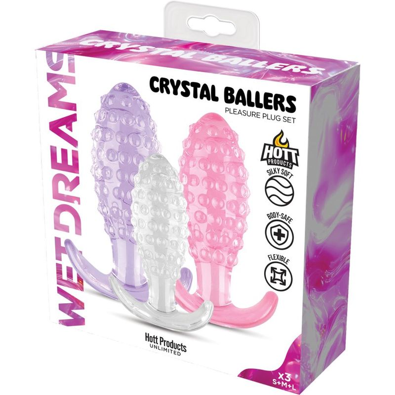 Crystal Ballers 3 Pc Silicone Anal Plug Set - Silk and Sin