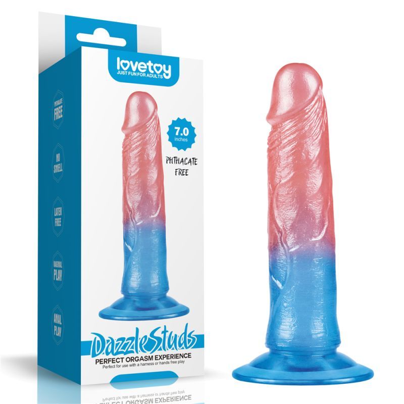 Dazzle Studs Dildo 7in Pink/Blue - Silk and Sin