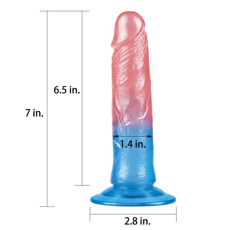 Dazzle Studs Dildo 7in Pink/Blue - Silk and Sin