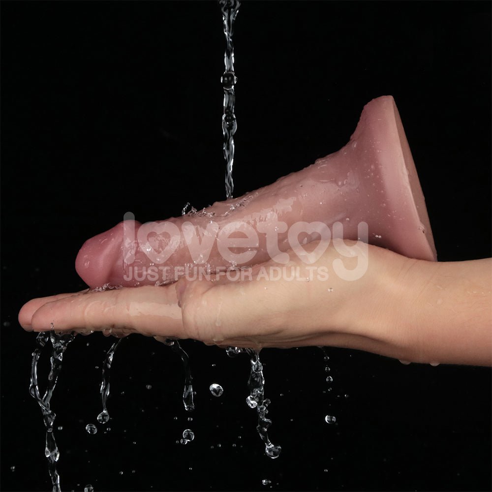 Dual Density Power Cock - 6 Inch Flesh - Flesh 16 cm USB Rechargeable Vibrating Dong - Silk and Sin