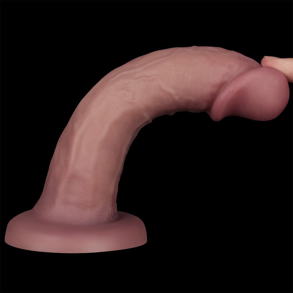 Dual Density Power Cock - 8 Inch Flesh - Flesh 20 cm USB Rechargeable Vibrating Dong - Silk and Sin