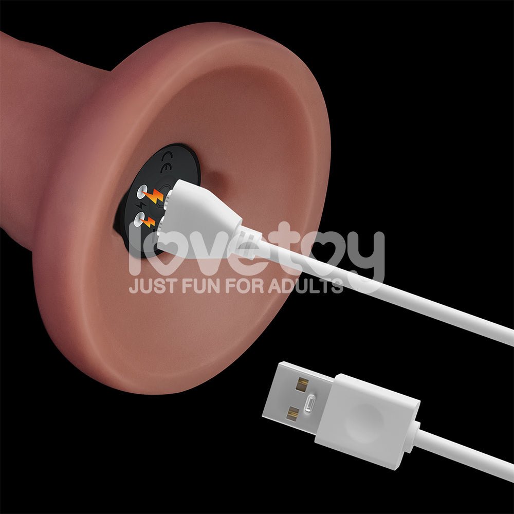 Dual Density Power Cock - 8 Inch Flesh - Flesh 20 cm USB Rechargeable Vibrating Dong - Silk and Sin