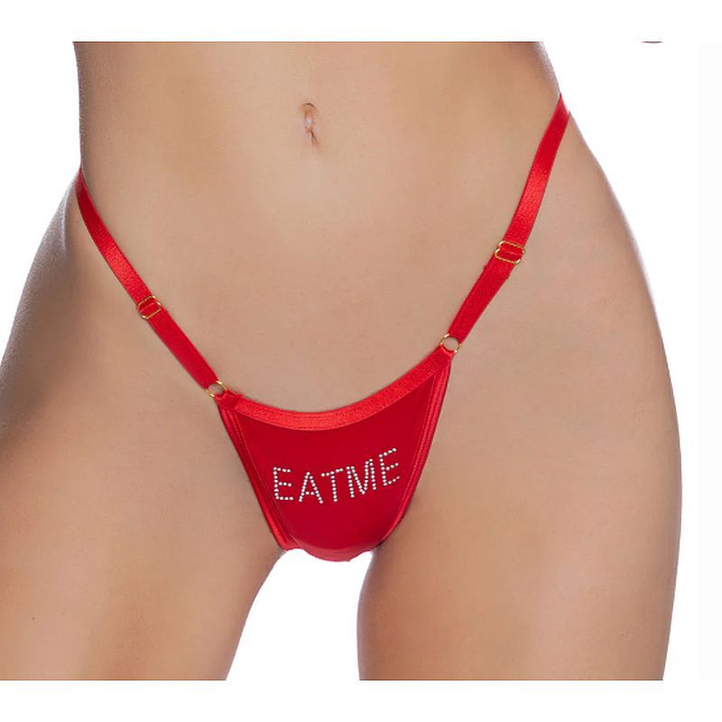 Eat Me Bling Thong Red - silkandsin