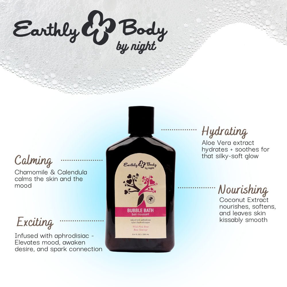 EB Aphrodisiac Bubble Bath WILD PINK ROSE - 250 ml - Wild Pink Rose Scented Bubble Bath - 250 ml Bottle - Silk and Sin