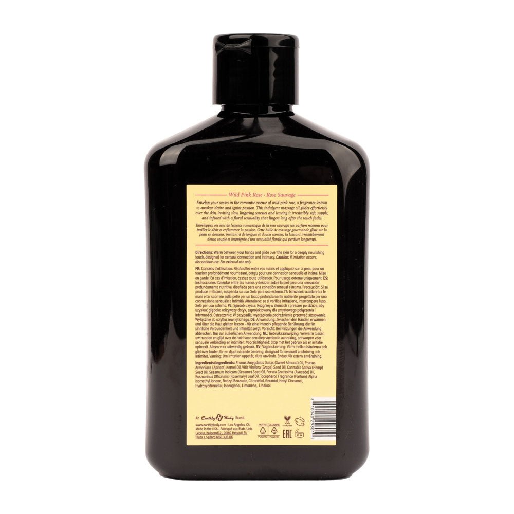 EB Aphrodisiac Massage Oil WILD PINK ROSE - 250 ml - Wild Pink Rose Scented Massage Oil - 250 ml Bottle - Silk and Sin