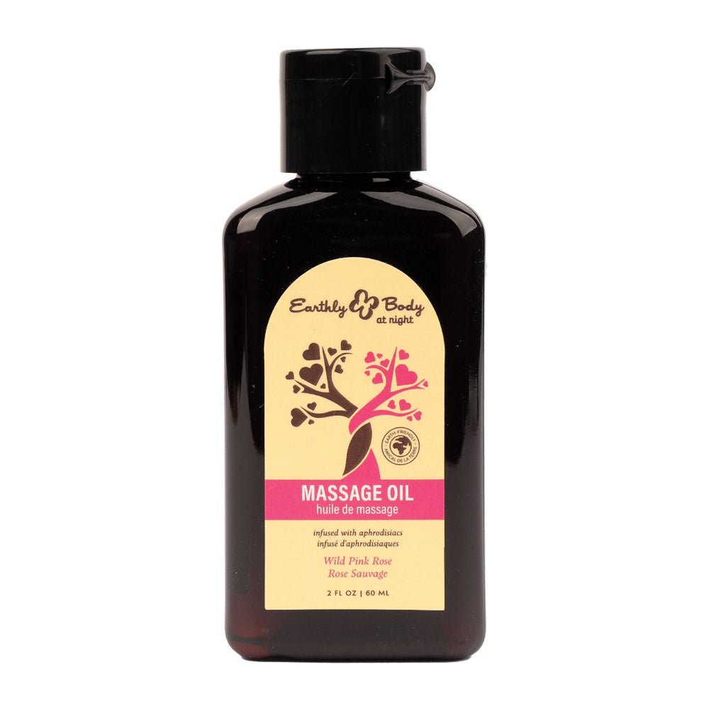 EB Aphrodisiac Massage Oil WILD PINK ROSE - 60 ml - Wild Pink Rose Scented Massage Oil - 60 ml Bottle - Silk and Sin