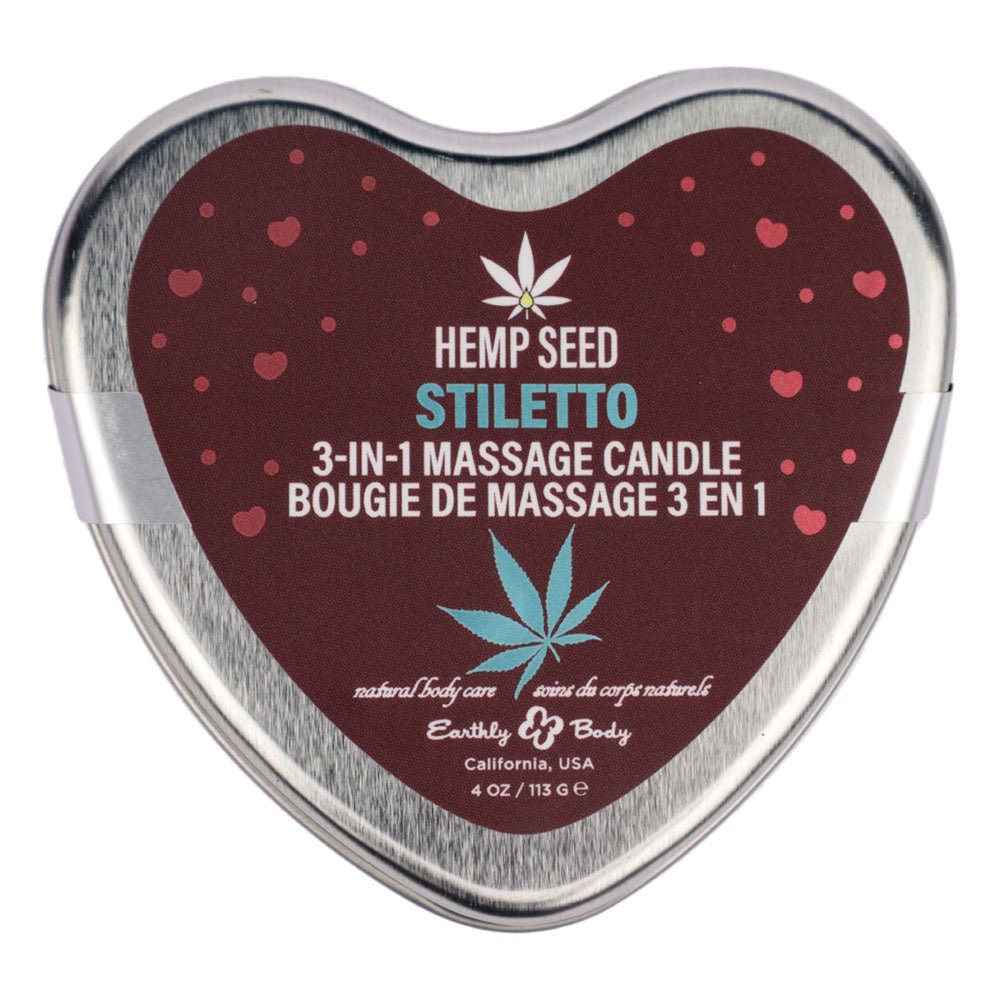 EB Hemp Seed 3 in 1 Massage Heart Candle - Stiletto - Stiletto (Flowering Sage, Wildflower Honey, Creamy Sandalwood) - 113 g - Silk and Sin