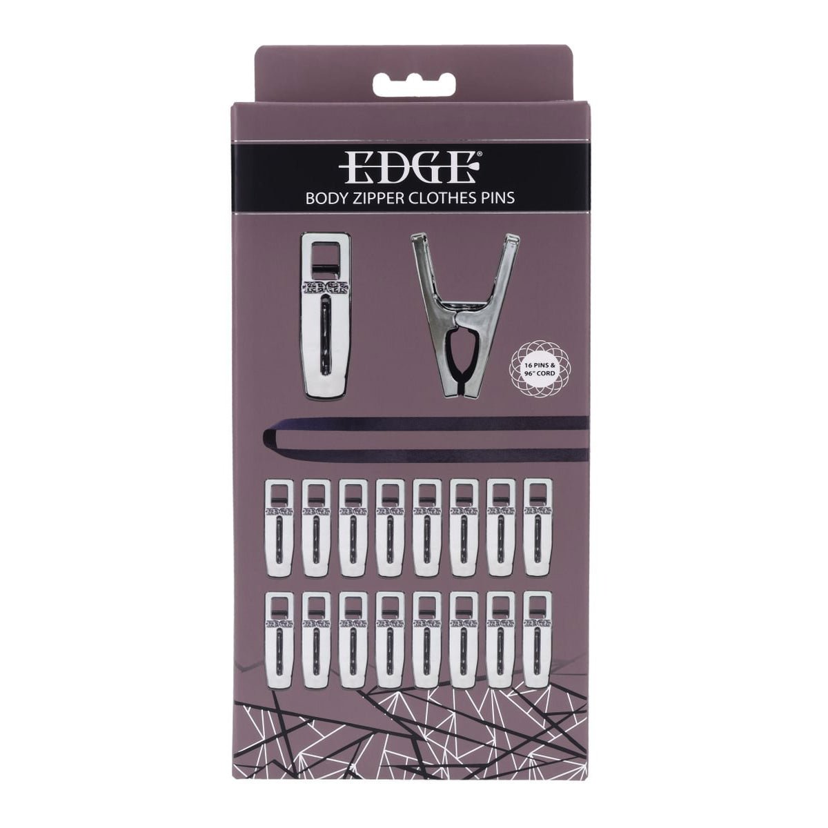 EDGE Body Zipper Clothes Pins - Chrome Chrome Pins - Set of 16 - silkandsin