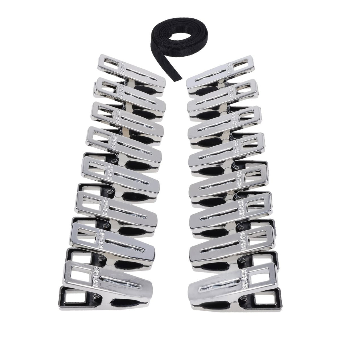 EDGE Body Zipper Clothes Pins - Chrome Chrome Pins - Set of 16 - silkandsin