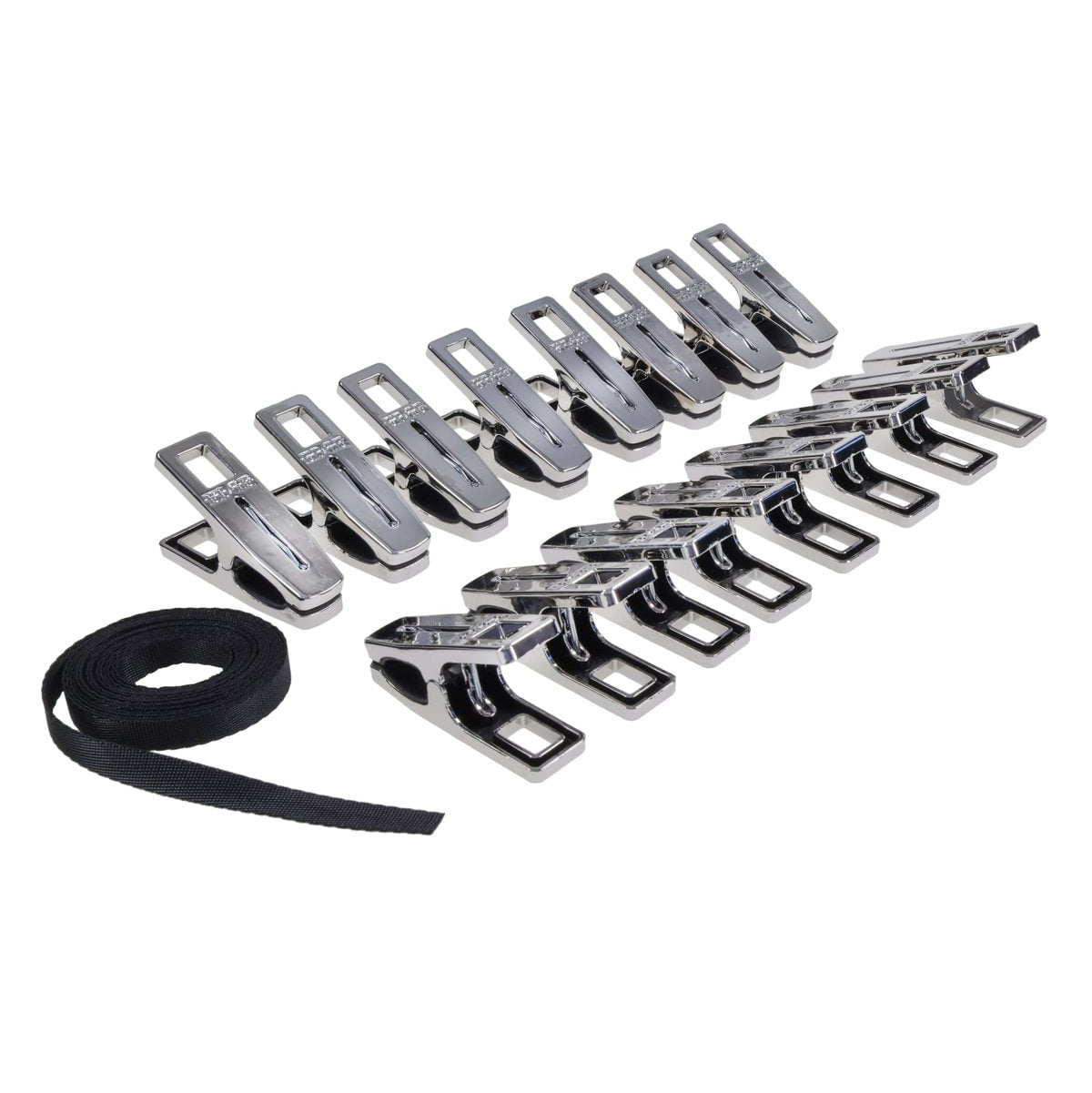 EDGE Body Zipper Clothes Pins - Chrome Chrome Pins - Set of 16 - silkandsin