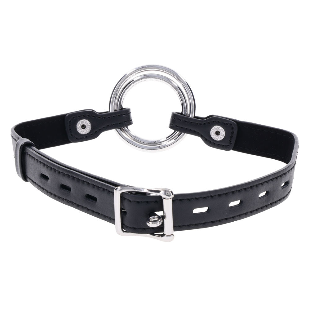 EDGE Interchangeable Ring Gag - Black Mouth Gag Restraint with 2 Interchangeable Pieces - silkandsin