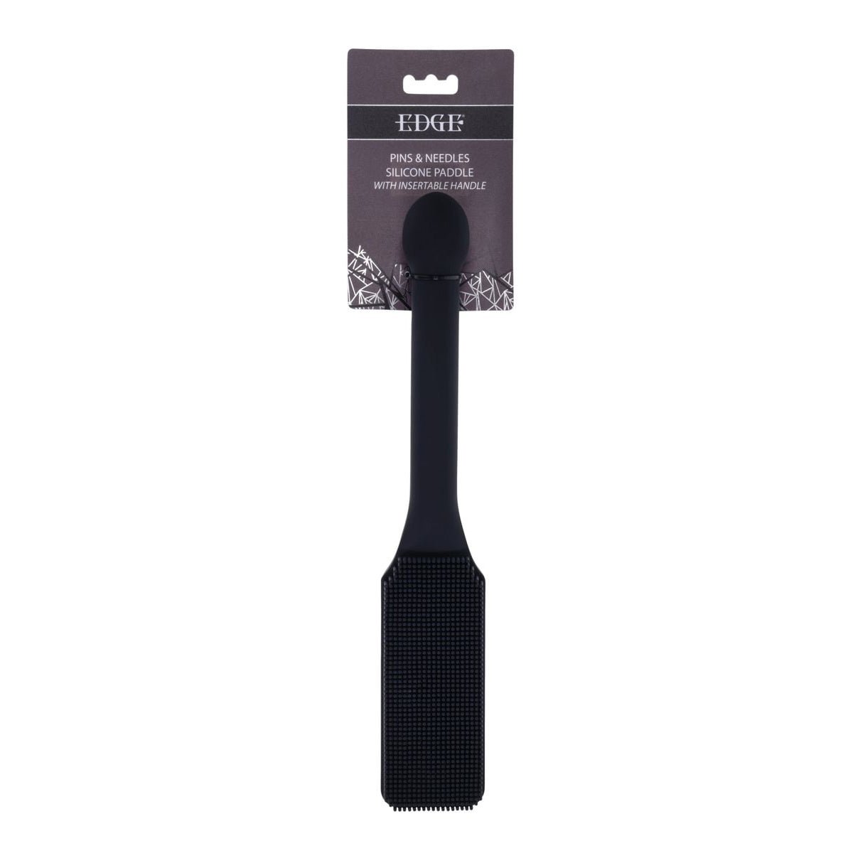 EDGE Pins & Needles Silicone Paddle - Black Spanking Paddle with Insertable Handle - silkandsin
