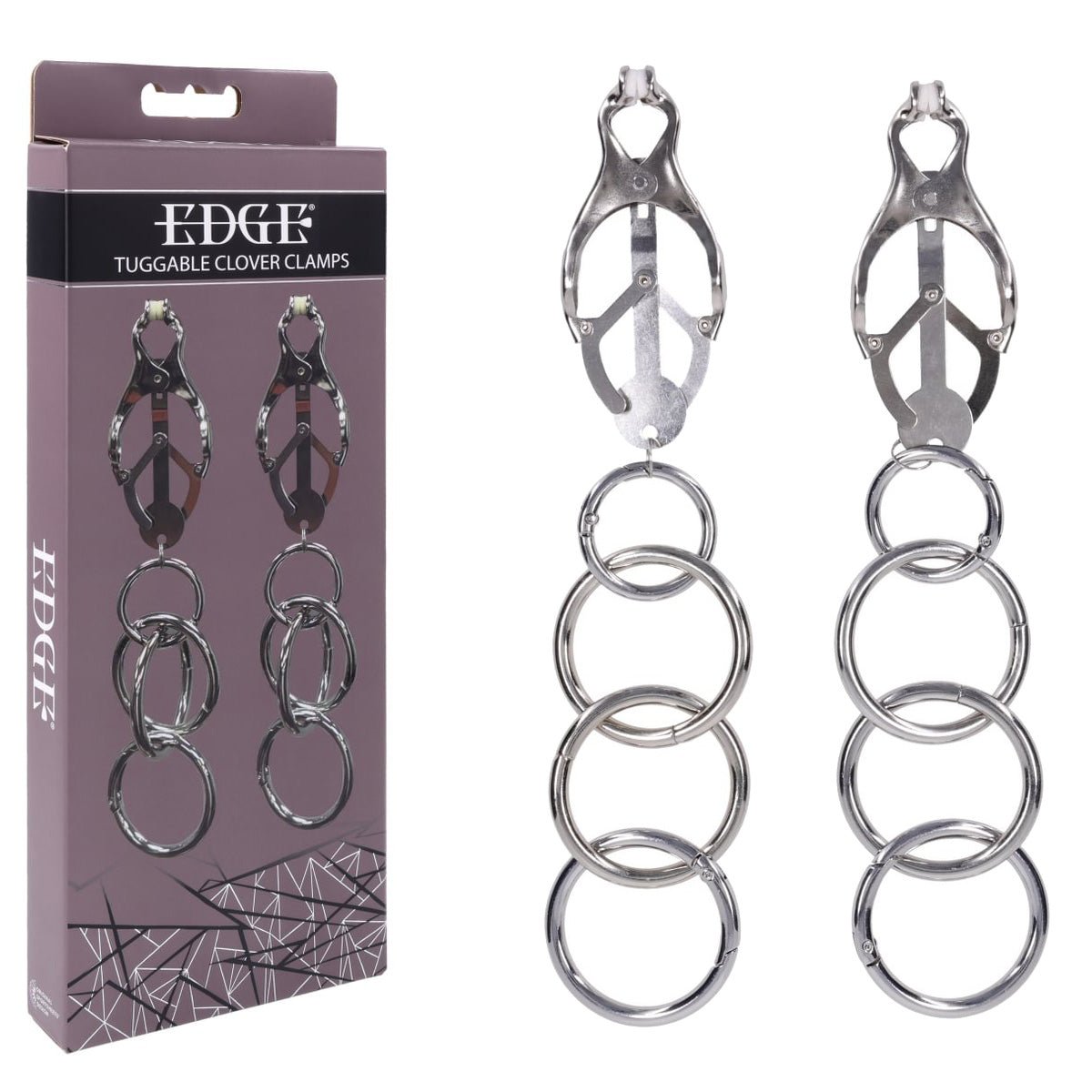 EDGE Tuggable Clover Clamps - Metal Nipple Restraints - silkandsin