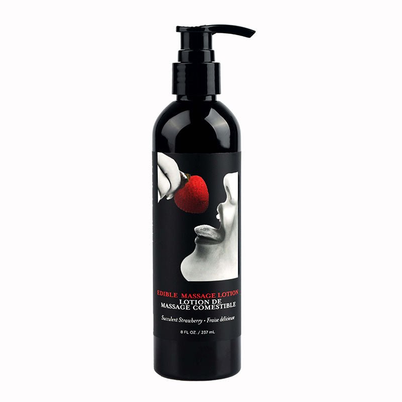 Edible Massage Lotion - Strawberry - Strawberry Flavoured Massage Lotion - 237 ml - Silk and Sin