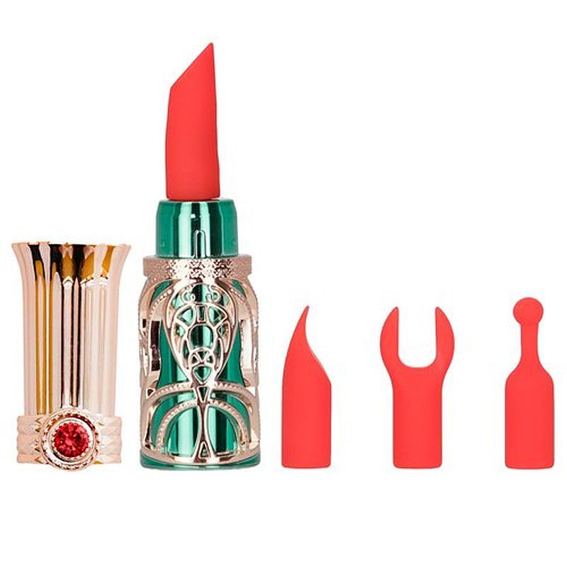 Emerald Kiss 4 In 1 Lipstick Vibrator - silkandsin
