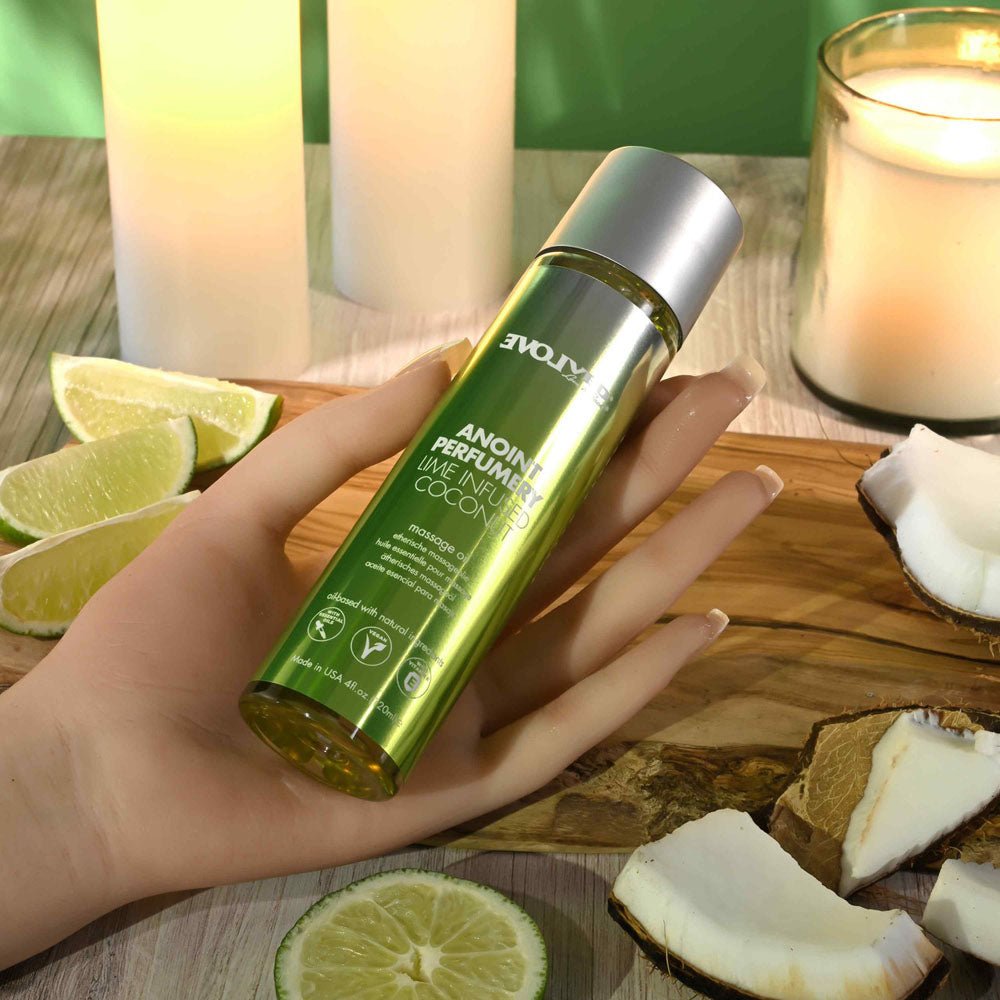 Evolved ANOINT PERFUMERY - Lime Infused Coconut - Lime Infused Coconut Massage Oil - 120 ml Bottle - Silk and Sin