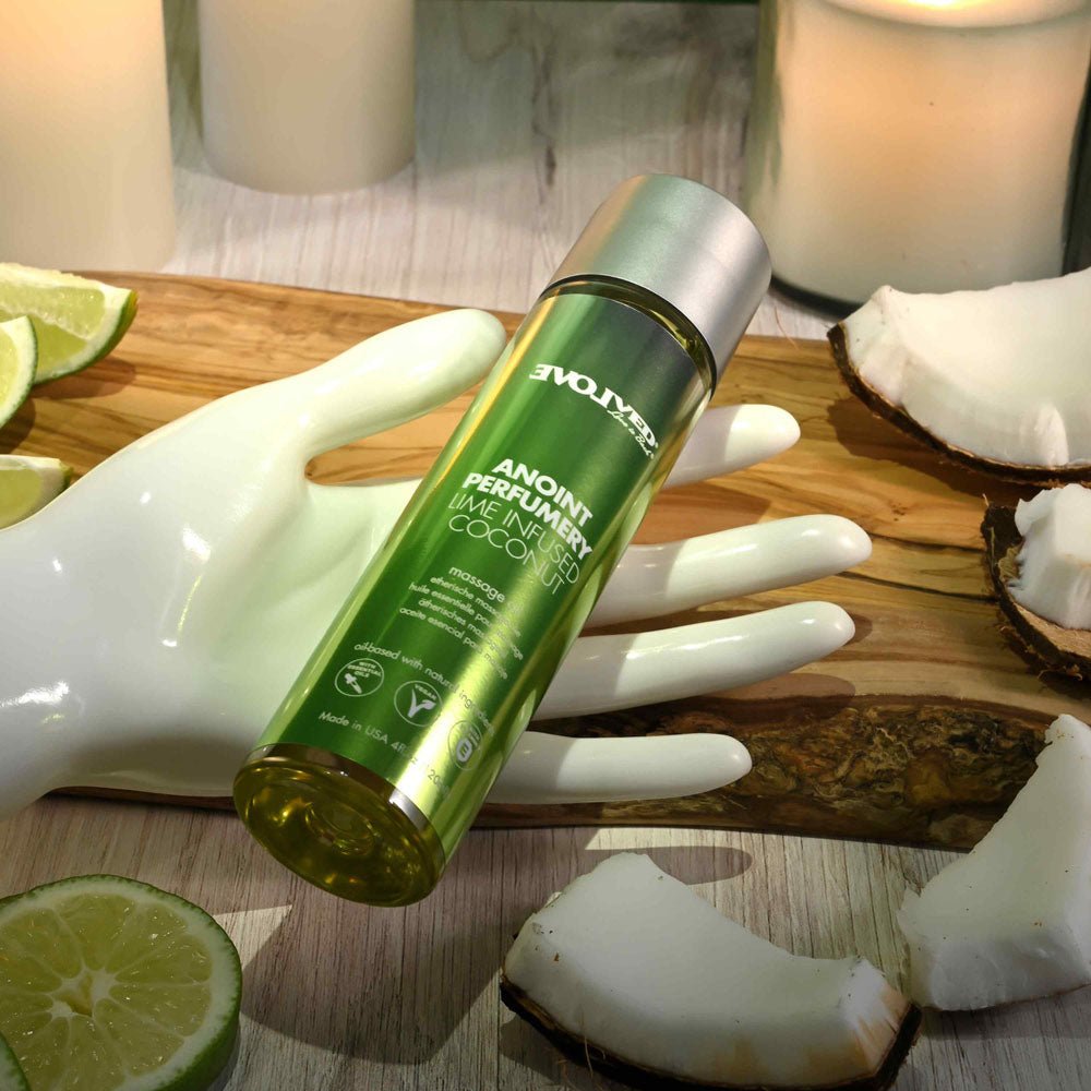 Evolved ANOINT PERFUMERY - Lime Infused Coconut - Lime Infused Coconut Massage Oil - 120 ml Bottle - Silk and Sin