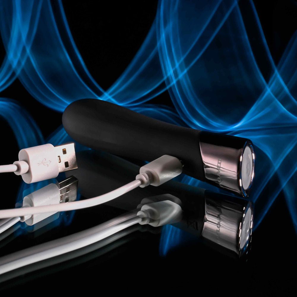 Evolved BACK IN BLACK - Black 11.9 cm USB Rechargeable Bullet - Silk and Sin