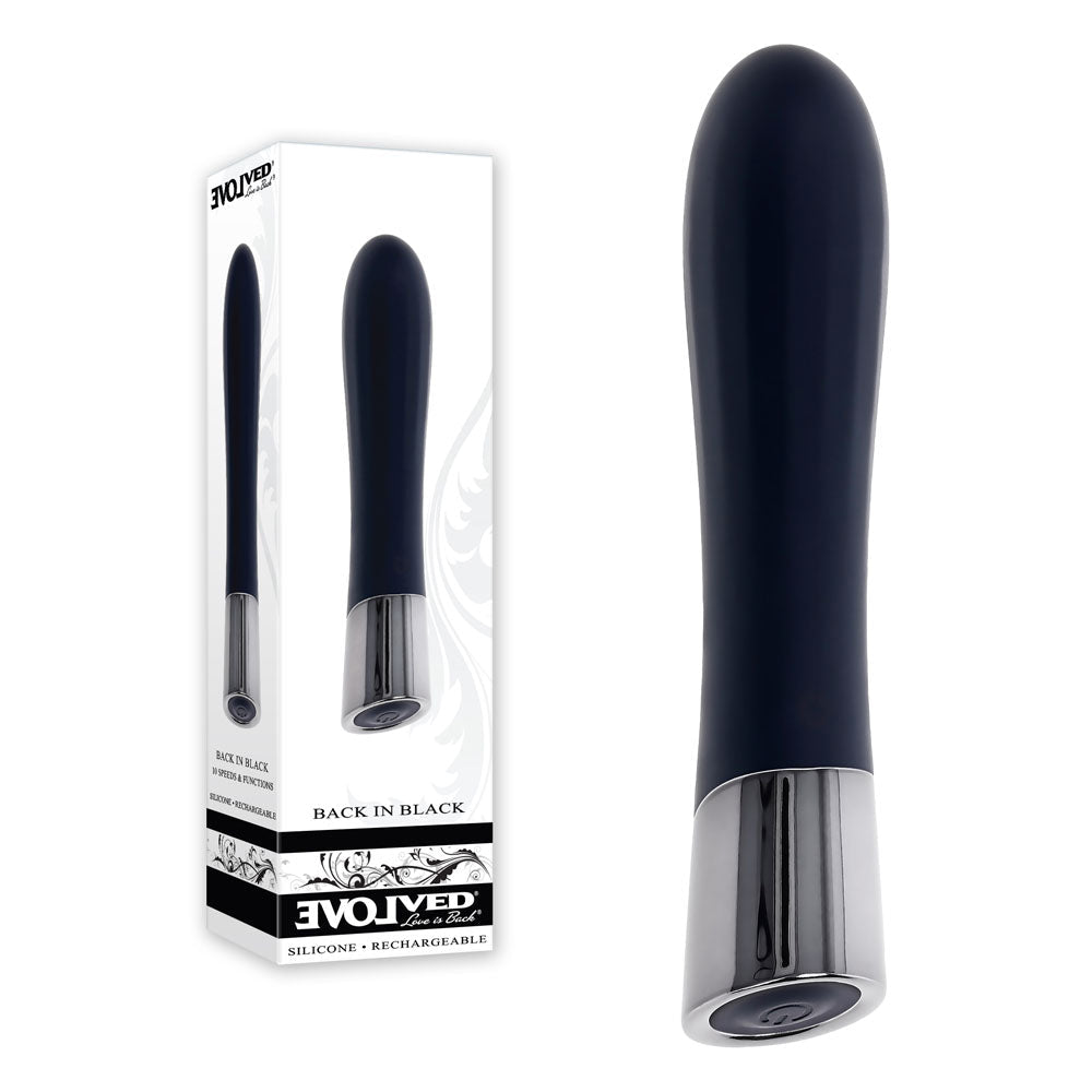 Evolved BACK IN BLACK - Black 11.9 cm USB Rechargeable Bullet - Silk and Sin