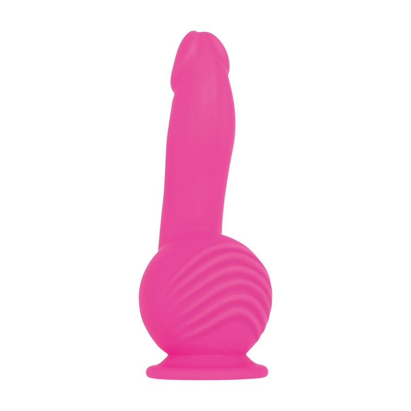 Evolved Ballistic - Pink 19 cm USB Rechargeable Vibrating Dong with Balls Motor & Remote - Silk and Sin