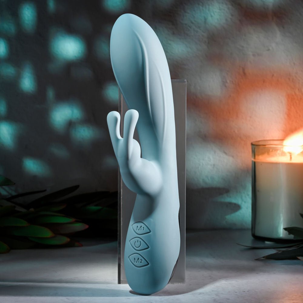 Evolved BOSS BUNNY - Baby Blue 20.1 cm USB Rechargeable Rabbit Vibrator - Silk and Sin