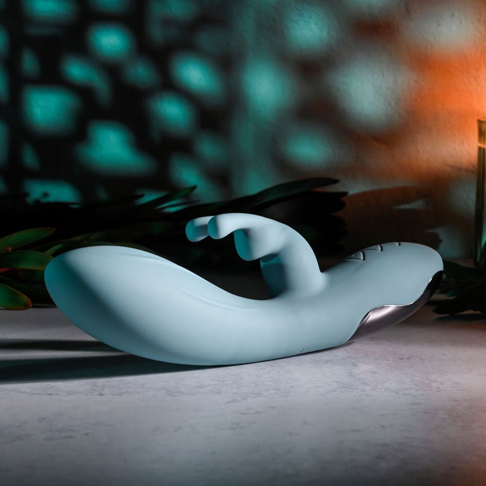 Evolved BOSS BUNNY - Baby Blue 20.1 cm USB Rechargeable Rabbit Vibrator - Silk and Sin